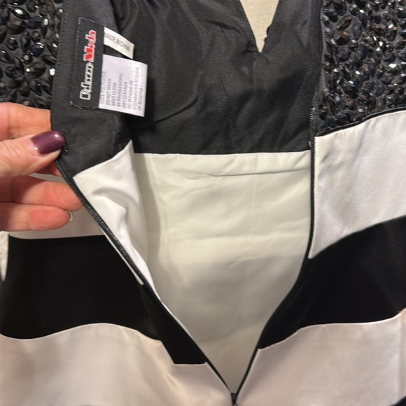 LUCCI LU Black and White Short Cocktail Dress STYLE #1022 Size 12 NEW WITH TAG - Picture 5 of 5